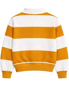 Sudadera Personalizada con Cierre de Cremallera, Rayas Amarillas y Blancas, Cuello Camisero, para Hombre, Estilo Casual, Fabricante OEM - Product Image 2