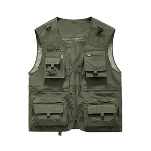 <b>Men's</b> <b>Black</b> Mesh Utility <b>Vest</b> Multi Pocket Zipper Closure Breathable Outdoor Waistcoat for Fishing Hunting Camping - Product Image 5
