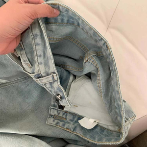 Nouveau Jean Femme 2026 Coupe Droite Taille Haute Effet Délavé avec Strass et Jambes Larges, Personnalisable avec LOGO - Product Image 3