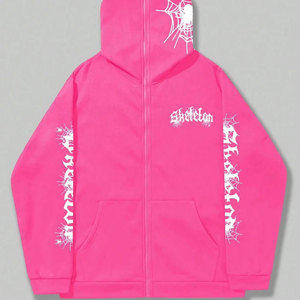 Europe United Sweat-shirt à capuche unisexe à fermeture éclair, coupe ample et ajustée, en polaire à séchage rapide, imprimé hip-hop streetwear avec éléments araignée et motifs originaux - Product Image 4