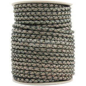 Cordón de Cuero Trenzado Negro Mate Antiguo de 5 mm, Correa de Cuero Redonda para Fabricación de Joyería, Fabricante de la India - Product Image 1