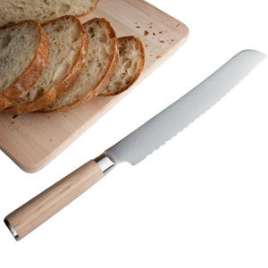 Cuchillo para Pan de 9 Pulgadas, Hoja Dentada de Acero Inoxidable, Mango de Madera Blanca, Cortador Profesional de Cocina para Pan, Pastel y Repostería - Product Image 6