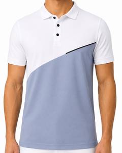 Polo pour homme à blocs de couleur, manches courtes, design uni, tissu Oxford respirant, style décontracté - Product Image 1