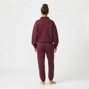 Custom Heavyweight <b>Women's</b> Turn Down Collar <b>Quarter</b> <b>Zip</b> Sweatshirt Oversized Drop Shoulder Sweatshirt Hoodie Solid Color - Product Image 2