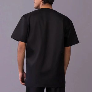 Men Black V-Neck <b>Scrub</b> <b>Top</b> 100% Polyester Woven Hospital Uniform for Medical Workers - Product Image 3