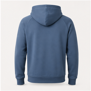 เสื้อฮู้ดดี้ผู้ชายสีน้ำเงินหม่นทรงหลวมแบบสวมใส่สบาย ไม่มีเชือกผูก ด้านหน้าเรียบ ผ้าฝ้ายยืดหยุ่น เฟรนช์เทอร์รี่ รุ่น MHOOD-0014 - Product Image 5