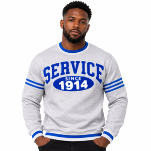 Sweat-shirt à col rond gris pour hommes Phi Beta Sigma, avec broderie en chenille bleue, manches longues, pull de fraternité, depuis 1914 - Product Image 1