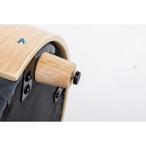 Cama elevada para perros de tamaño mediano, estilo escandinavo, patas de madera maciza, respaldo de madera curvada, cojín de terciopelo gris oscuro, sofá para mascotas - Product Image 5