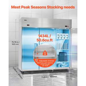 Équipement de réfrigération pour cuisine commerciale certifié UL, congélateur/réfrigérateur combiné en acier inoxydable de 72 po, 51 pi3, trois portes - Product Image 4