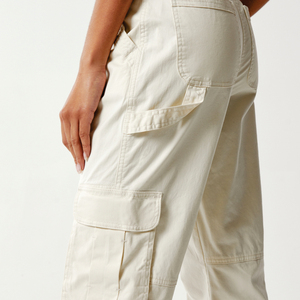Women Cargo Pants Solid Color Canvas Mid Waist Elastic <b>Ankle</b>-Length Casual Pants With Pockets Breathable Woven Fit Regular - Product Image 4