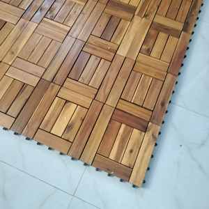 Azulejos de cubierta exterior entrelazados de Acacia de 12mm de alta calidad, tamaño moderno de 300x300mm, antideslizante, resistente al agua para terraza de balcón y Patio - Product Image 2