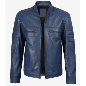 Chaqueta de Cuero Genuino de Vaca Azul para Hombre, Modelo 2026, OEM, Superventas, Alta Calidad, Bajo MOQ, Precio Bajo, Chaqueta de Invierno con Calefacción, a la Moda - Product Image 4