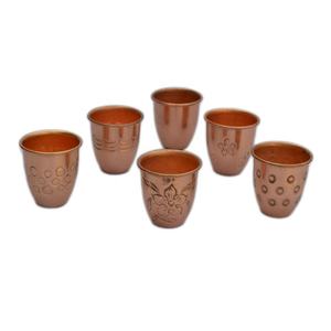 Gobelet en cuivre martelé à corps arrondi, texture à fossettes fines, large ouverture, récipient à boisson en métal pour la maison, la salle à manger, le bar et l'hôpital - Product Image 2