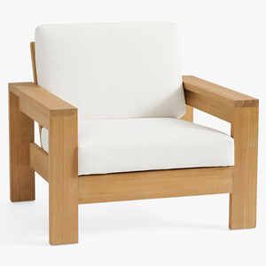 Minimalist Wooden One Seat Garden <b>Sofa</b> With White Cushions <b>Outdoor</b> Furniture Garden <b>Sofa</b> Lounge Chair - Madison - Product Image 3