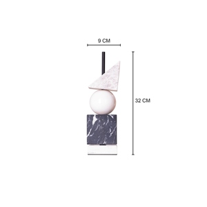 Sculpture Totem Abstraite Moderne en Marbre Noir et Blanc, Statue Géométrique Minimaliste, Décoration d'Intérieur Nordique Esthétique - Product Image 5