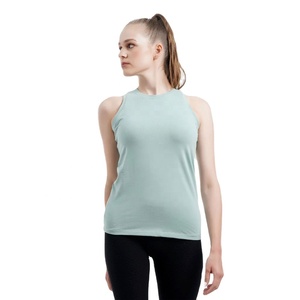 Women's Breathable Short <b>Sleeveless</b> Tank <b>Top</b> Solid Color <b>Knitted</b> Casual Wear with Snap Button Wholesale Rate OEM Custom Design - Product Image 2