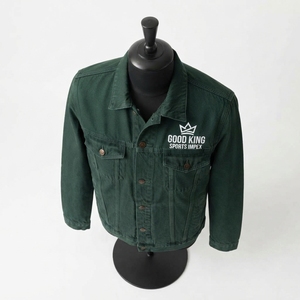 Vestes en jean élégantes pour hommes, hiver, col montant, logo sur le devant, taille et couleur personnalisées, 100% coton, écologiques - Product Image 4