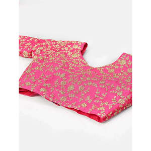 Lehenga Choli de Seda Bordado Rosa Dori para Boda con Dupatta - Product Image 4