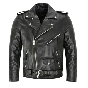 Veste d'hiver en cuir et toile de haute qualité pour homme, coupe-vent, respirante, finition unie, col montant, couleur unie sur le devant - Product Image 1