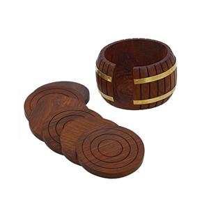 Posavasos de madera con soporte, duraderos, para tazas de té, tazas de café, latas de cerveza, vasos de agua, decorativos para la mesa del hogar - Product Image 5