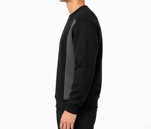เสื้อสเวตเชิ้ตคอกลมผ้าฟลีซแบบมีแผ่นผ้าต่อสำหรับผู้ชาย งานศิลปะแบบกำหนดเอง ทรงปกติ สีพื้น เสื้อสวมหัวลำลอง ผ้าฝ้ายถัก เฟรนช์เทอร์รี่ - Product Image 3