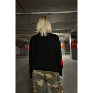 Y2K Streetwear Red face Oversize maglione nero Unisex