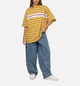 T-shirt ample rayé moutarde pour femme – Qualité supérieure, coupe décontractée – T-shirts pour femme durables, très demandés - Product Image 1