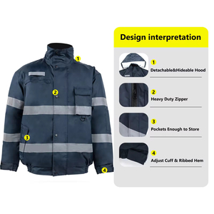 Veste de sécurité réfléchissante imperméable haute visibilité pour travaux routiers, vêtements de travail durables haute visibilité avec logo personnalisable - Product Image 3