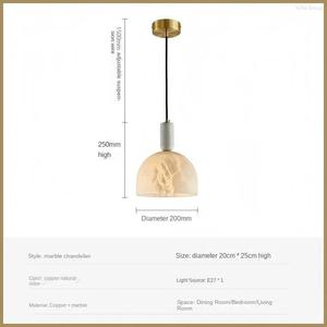 Luminaire suspendu en marbre de style nordique moderne et luxueux, pour chevet, restaurant, comptoir de bar, éclairage solaire - Product Image 5
