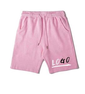 Shorts Bermuda décontractés roses pour homme avec cordon de serrage à la taille et logo imprimé sur le devant, en coton respirant tricoté - Product Image 1