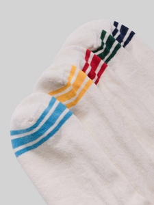 Chaussettes basses en coton doux respirant pour hommes femmes avec rayures anti-dérapant talon Tab No Show Chaussettes Chaussures décontractées Porter Style rétro - Product Image 6