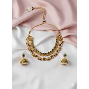 ชุดสร้อยคอทองคำคลาสสิกระดับพรีเมียม สไตล์อินเดียดั้งเดิมสำหรับเจ้าสาว ชุดเครื่องประดับงานแต่งงานสุดหรูสำหรับลุคแฟชั่นในงานเทศกาล - Product Image 5