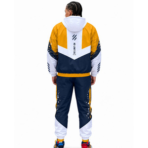 Ensembles de veste et pantalon de survêtement personnalisés de haute qualité, en nylon imprimé, avec fermeture éclair, coupe oversize, coupe-vent, pour hommes - Product Image 3