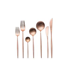 Ensemble de couverts en acier inoxydable avec manche en bambou, écologiques, plaqués or, pour la maison, l'hôtel, le restaurant, les mariages et les dîners. - Product Image 6