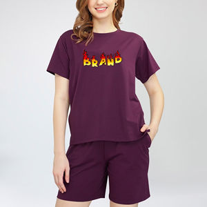 Tissu jersey 100 % coton OEM/ODM pour femme, coupe courte, logo personnalisé imprimé en sérigraphie, broderie vintage, épaules tombantes, style streetwear - Product Image 1