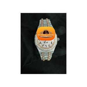 นาฬิกาข้อมือ NM JEWELLRY WATCHES หรูหรา ประดับเพชร สำหรับผู้ชาย ระบบควอตซ์ ขนาด 42 มม. ตัวเรือนสแตนเลส หน้าปัดอะนาล็อก กระจกคริสตัล ดีไซน์หรูหรา วินเทจ เรียบง่าย - Product Image 2
