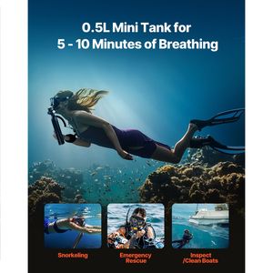Tanque de Buceo Portátil de 0.5L con Bomba de Alta Presión, Cilindro de Oxígeno para Buceo, Respiración Subacuática de 5-10 Minutos, Admite una Profundidad de 98.43 Pies - Product Image 2
