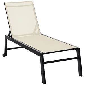 Chaise longue reclinabile moderna da esterno in teak e alluminio bianco con ruote e schienale regolabile - Product Image 1