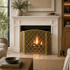 Protector de Chimenea Metálico Plegable con Diseño de Rejilla de Diamantes, Resistente al Calor, Protección Contra Chispas, Decorativo - Product Image 1
