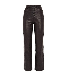 Pantalones de cuero para mujer a la moda, material suave y duradero, ajuste cómodo, pantalones de cuero para mujer de alta calidad - Product Image 1
