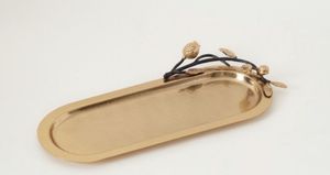 Oval Metal <b>Serving</b> Plate With <b>Gold</b> Leaf Design Handmade Polished Modern Decorative <b>Tray</b> For Table Decoration - Product Image 4