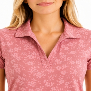 Polo pour femme à imprimé floral, élégant, confortable, respirant, tendance, vêtements d'été contemporains, style de vie féminin - Product Image 4