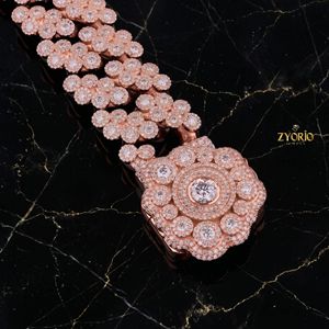 Luxury Rose Gold Cluster Diamond <b>Chain</b> Necklace for Men Women Iced Out CZ Stone Statement Hip Hop Jewelry - Product Image 6
