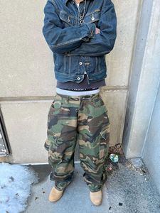 Men's Camouflage Cargo Pants Polyester/Cotton Blend Multi-Pockets <b>Drawstring</b> Closure Elastic Waist Breathable Quick Dry Casual - Product Image 4