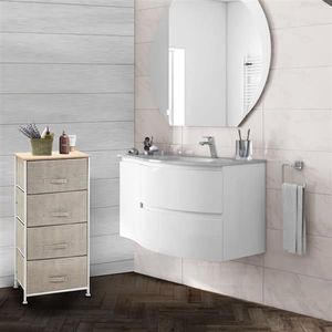 Organizzatore a 4 livelli in tessuto con 4 cassetti estraibili, struttura in metallo e piano in legno per soggiorno, armadio o cassettiera - Product Image 6