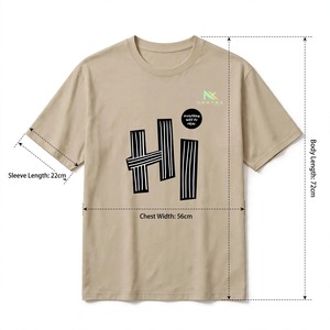 T-shirt personnalisé à motif graphique HI pour homme, avec citation positive, rayé, col rond, logo brodé, vente en gros d'usine OEM - Product Image 4