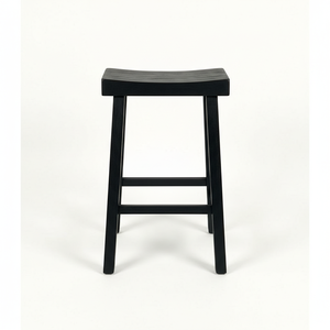 Tabouret de bar haut en bois d'hévéa massif, rond, moderne, minimaliste, mobilier de maison durable et léger - Product Image 1