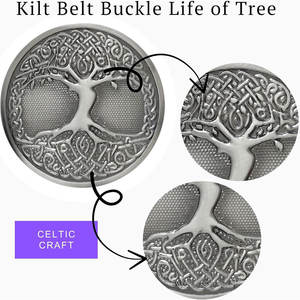 Hebilla para Cinturón de Kilt con Diseño del Árbol de la Vida Celta - Diseño Tradicional Escocés con Acabado Antiguo - Ideal para Kilts y Atuendos Highland - Product Image 5