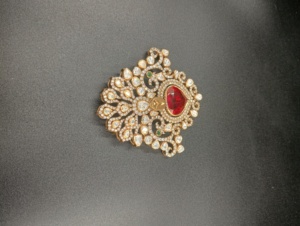 Juego de Joyas de Circonio con Forma de Flor Clásica Chapado en Oro con Piedra Roja, Juego de Collar, Pendientes y Anillo de Boda Vintage para Mujer - Product Image 5
