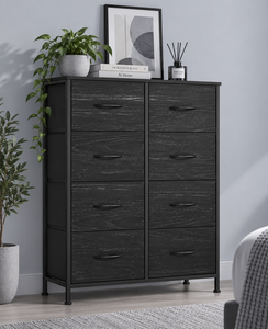 Commode industrielle à 8 tiroirs, cadre en acier noir, tiroirs en tissu pour chambre à coucher - Product Image 4